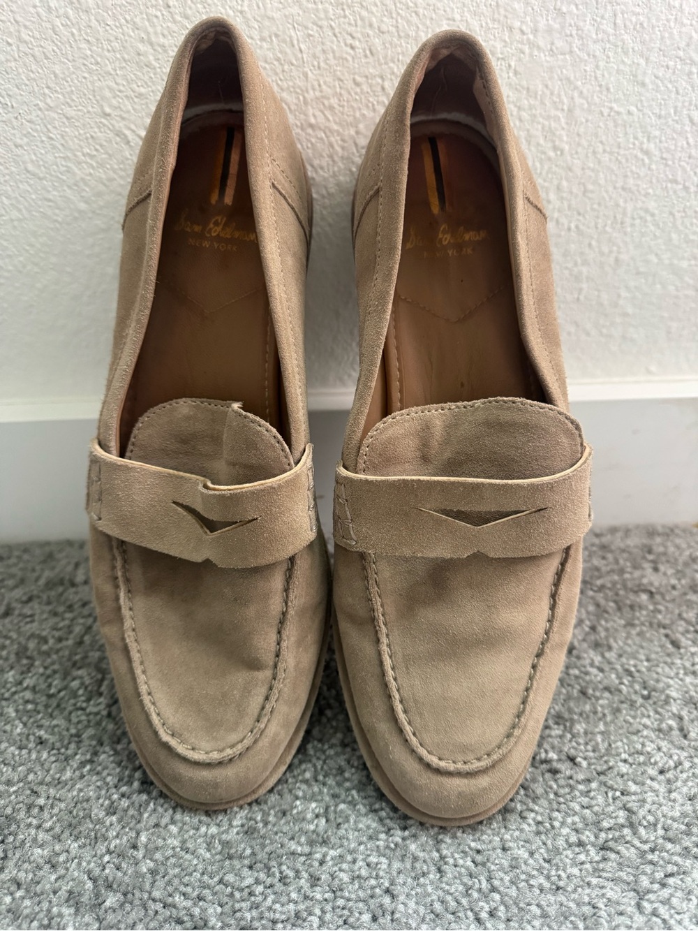 Sam Edelman Men's Suede Penny Loafers in Taupe